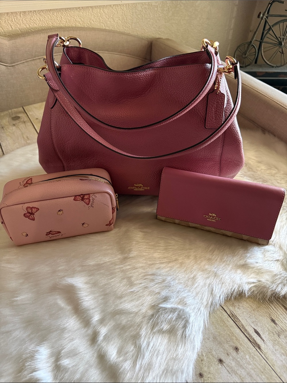 Coach Erin Peony Shoulder Bag, Coach Slim Envelope Peony Wallet & Coach Cosmetic - Picture 6 of 11